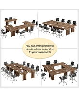 Tribesigns 5.5FT Conference Table, 63-inch Rectangle Meeting Seminar Large Wooden Business Tables for 4-6 People, Heavy Duty Pedestal