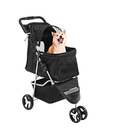 Slickblue 3-Wheel Pet Stroller – Maneuverable and Comfortable for Pets