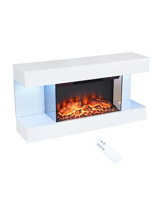 Mondawe Stylish Electric Fireplace with 32" Suspended Led Light Mantel with Remote Control