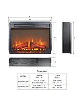 Mondawe 26Inch Electric Fireplace Insert With Log Set & Realistic Flame, Remote Control With Timer