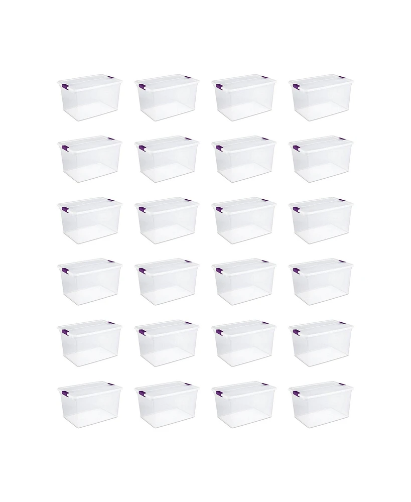 Sterilite ClearView 66 Quart Plastic Stacking Storage Tote w/ Latch Lid, 24 Pack