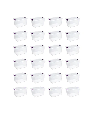 Sterilite ClearView 66 Quart Plastic Stacking Storage Tote w/ Latch Lid, 24 Pack