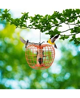 Slickblue Squirrel-Proof Bird Feeder with Cage and 4 Metal Ports: Durable Design to Keep Squirrels Out