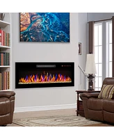 Mondawe 36Inch Recessed Ultra Thin Tempered Glass Front Wall Mounted Electric Fireplace With Remote