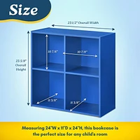 Kings Brand Furniture - 4-Cube Children's Bookcase, Kids Toy Storage Shelf Organizer for Playroom, Bedroom, Nursery School