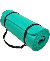 BalanceFrom Fitness GoCloud 1" Extra Thick Exercise Mat w/Carrying Strap, Green