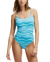 Cotton On Women's Wave-Print One-Piece Swimsuit