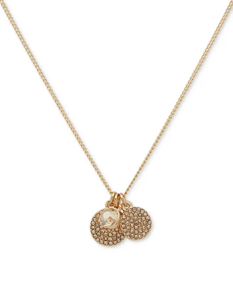 Dkny Gold-Tone Shaky Crystal & Pave Disc Multi-Charm Pendant Necklace, 16" + 3" extender