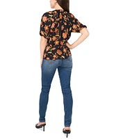 Sam & Jess Petite Puff-Sleeve V-Neck Blouse