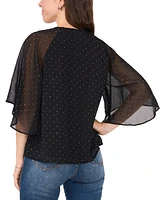 Sam & Jess Petite 3/4-Sleeve Tie-Neck Blouse