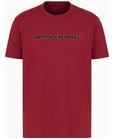 A|X Armani Exchange Men's Short Sleeve Crewneck Flocked Logo T-Shirt