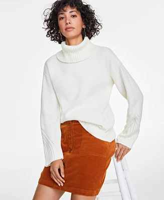 On 34th Women's Relaxed Ribbed-Detail Turtleneck Sweater, Exclusively at Macy's