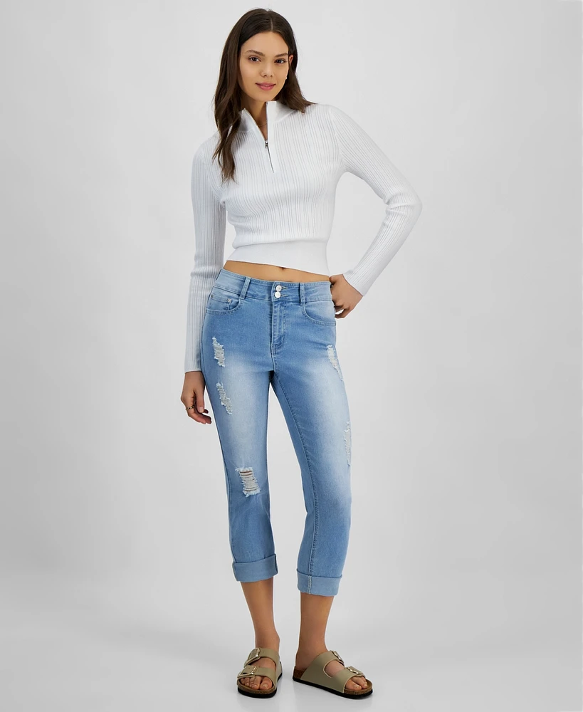 Dollhouse Juniors' Mid-Rise Crop Skinny-Leg Jeans