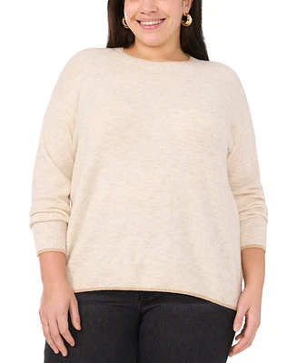 Vince Camuto Plus Lurex-Tipped Crewneck Sweater