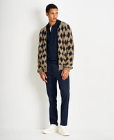 Scotch & Soda Men's Textured Jacquard Zip-Front Diamond Pattern Jacket