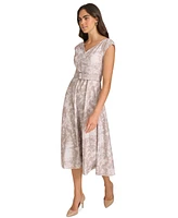 Calvin Klein Women's Belted Cap-Sleeve Midi Dress