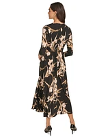 Calvin Klein Women's Printed 3/4-Sleeve Midi Dress