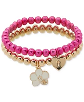 Karl Lagerfeld Paris 2-Pc. Set Orchid Charm Beaded Stretch Bracelets