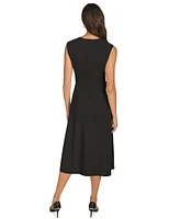 Calvin Klein Women's Colorblocked-Neck A-Line Midi Dress