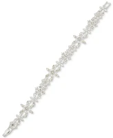 Anne Klein Silver-Tone Crystal Snowflake Flex Bracelet