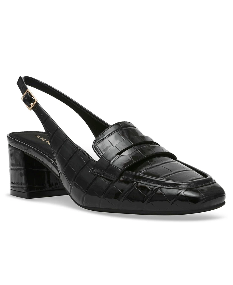 Anne Klein Women's Mona Croco Print Slingback Block Heel Pumps