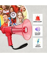 5 Core Megaphone Speaker Waterproof Led Bull Horn 40W, All Weather Pa Speaker w Loud Siren Maker - Hw 18 Wp Red