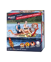 AquaPro 96 Inch Heavy Duty Nylon Tiger Water Towable 2 Person Rider, Orange