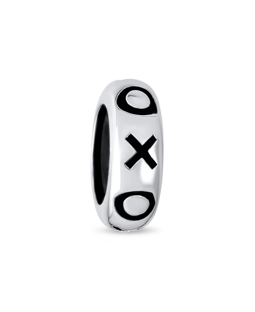 Bling Jewelry Xo Hugs Kisses Stopper Bead Charm Black Rubber Center Sterling Silver