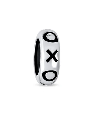 Bling Jewelry Xo Hugs Kisses Stopper Bead Charm Black Rubber Center Sterling Silver