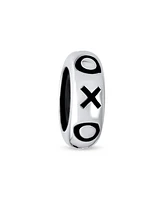 Bling Jewelry Xo Hugs Kisses Stopper Bead Charm Black Rubber Center Sterling Silver