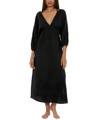 Trina Turk Women's Serene Cotton Gauze Back-Cutout Cover-Up Dress, Created for Macy's