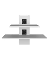 Depot E-Shop Floating Floating Shelf, Dual-Shelf Wall Unit with Cable Management