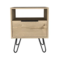 Depot E-Shop Begonia Nightstand, Shelf, Single Door Cabinet, Hairpin Legs