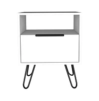Depot E-Shop Begonia Nightstand, Shelf, Single Door Cabinet, Hairpin Legs