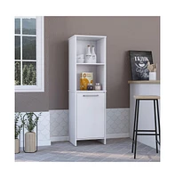 Depot E-Shop Romulo Kitchen Pantry, Two External Shelves, Single Door Cabinet, Two Interior Shelves, White