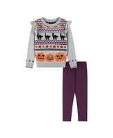 Andy & Evan Toddler Girls Toddler/Child Halloween Fair Isle Tunic Sweater Legging Set