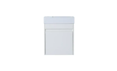 Slickblue 18'' Floating Wall-Mounted Bathroom Vanity with White Resin Sink & Soft-Close Door