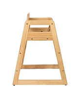 Slickblue Big Boys Wooden Double Solid Wood Feeding Chair: Portable High Chair, Easy to Clean Baby Booster in Natural Finish