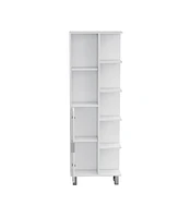 Depot E-Shop Mott 63" H Linen Bathroom Cabinet with Seven Open Shelves, One Drawer, One Door and Four legs