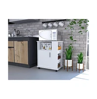 Depot E-Shop Munich Lower Microwave Pantry Single Door Cabinet, Three Lateral Shelves, Two Interior Shelves