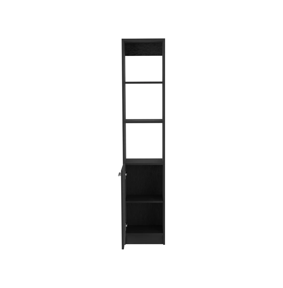 Depot E-shop Leben Linen Single Door Cabinet, Three External Shelves, Two Interior Shelves