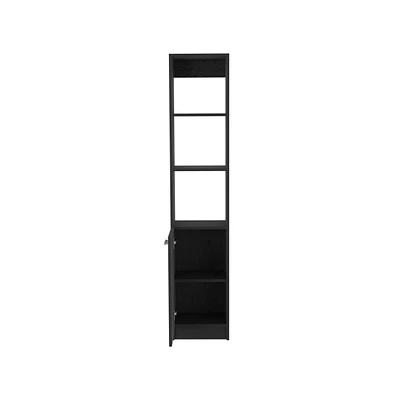 Depot E-shop Leben Linen Single Door Cabinet, Three External Shelves, Two Interior Shelves