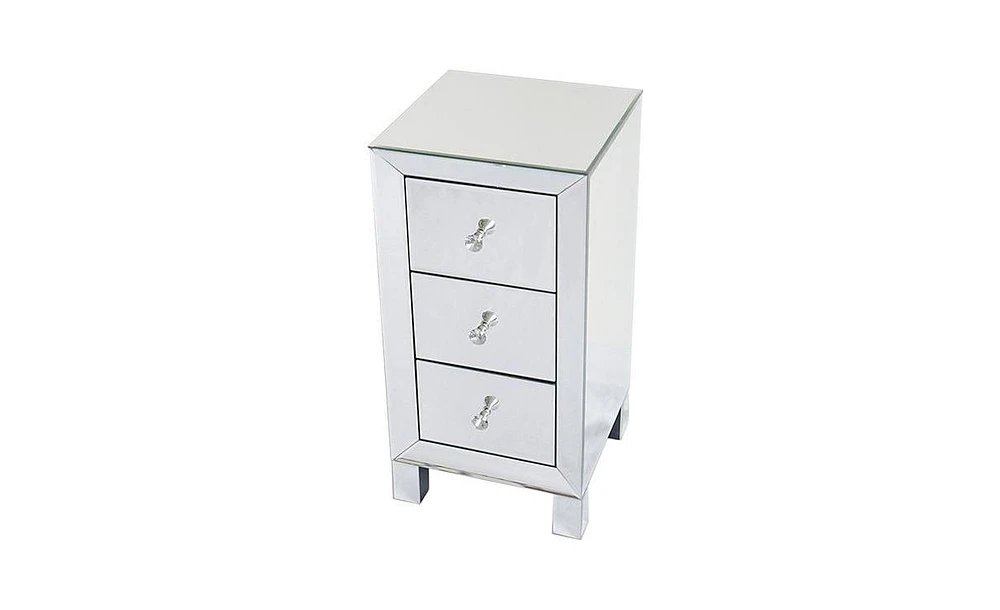 Slickblue Modern Mirrored Nightstand with 3 Drawers for Contemporary Bedrooms