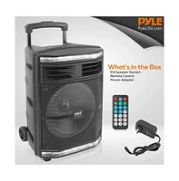 Pyle 10” Bluetooth Pa Speaker System With Rechargeable Battery, Party Lights & Fm Radio, 600 Watt