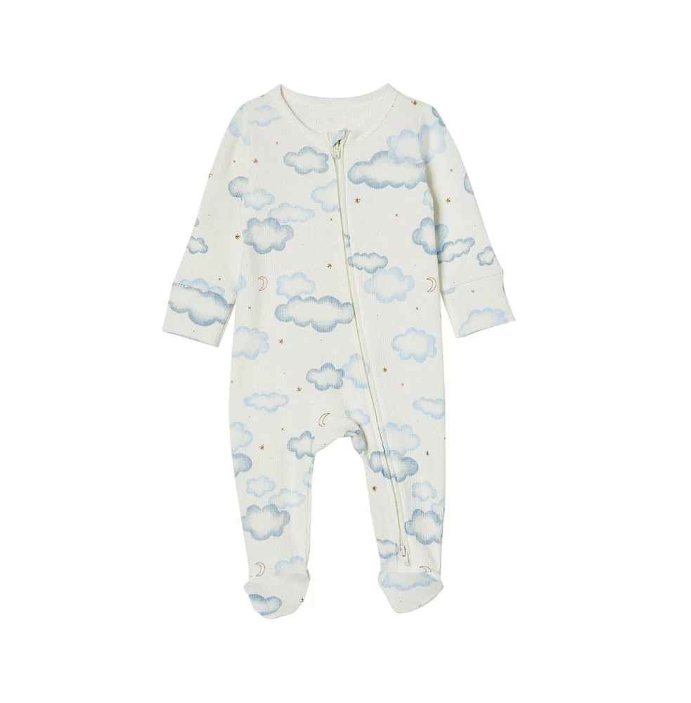 Cotton On Baby Boys Organic Pointelle Zip All One Romper