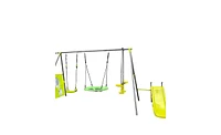 Slickblue Interesting Six-Function Swing Set with Net Swing Versatile Outdoor Play Equipment