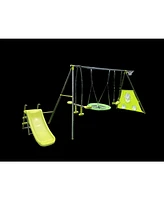 Slickblue Interesting Six-Function Swing Set with Net Swing Versatile Outdoor Play Equipment