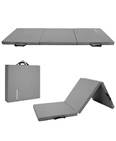 BalanceFrom Fitness GoGym 6x2ft Folding 3 Panel Exercise Mat with Handles, Black