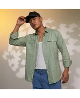 Men's Olive Green Solid Utility Shirt