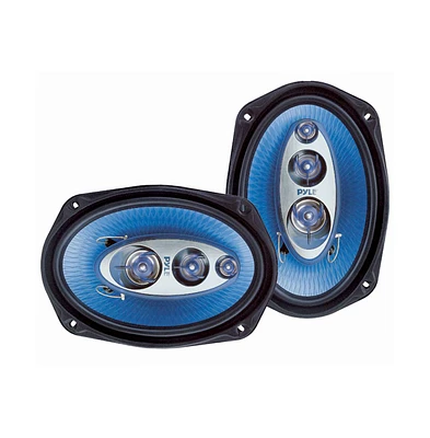 Pyle 6'' x 9'' Four-Way Car Speakers, 400 Watt, Blue